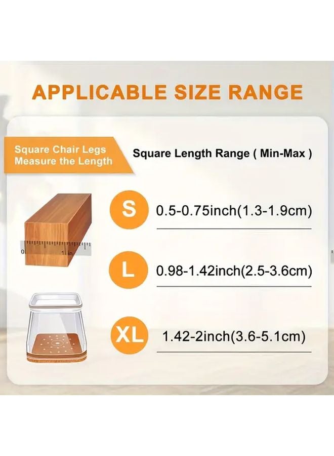 24 Pack XL Chair Leg Floor Protectors For Hardwood Floors Transparent Silicone Felt Bottom - Image 3